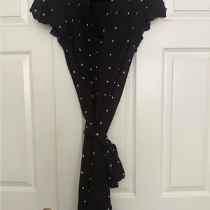 Black Polka Dot Wrap Dress